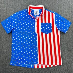 Chubbies Shirt Mens‎ Medium Red Blue American USA Flag The Nutter Button Popover